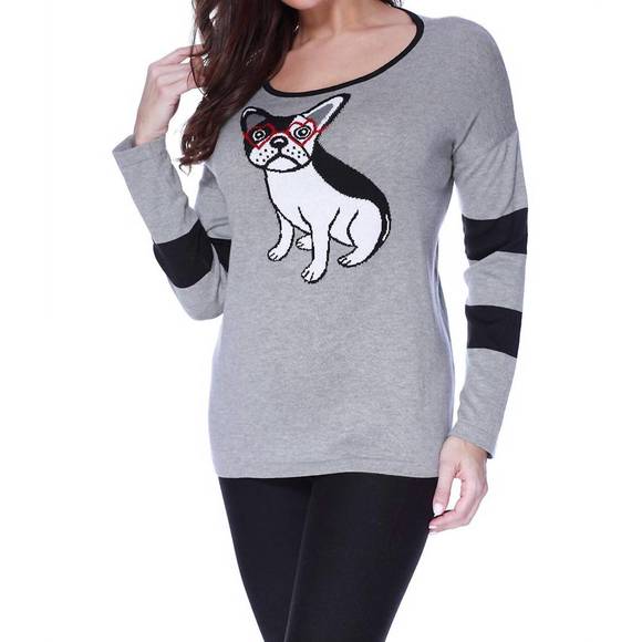 NEW ANGEL puppy eyes pullover in gray - Picture 1 of 1
